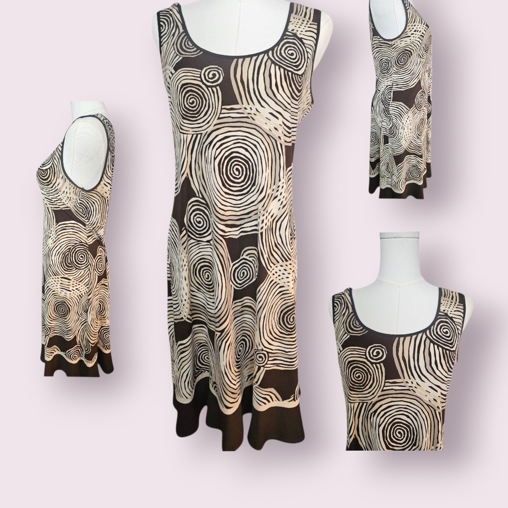 Swirl Pattern Sleeveless Midi Dress